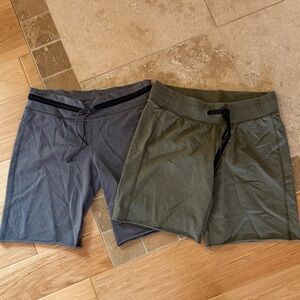 Gray and Green Casual Shorts Set